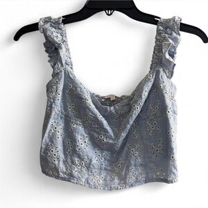 Blue Eyelet Women's Top